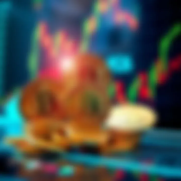 A visual of Bitcoin coins alongside stock market charts showing upward trends, representing the correlation between Bitcoin and traditional markets.