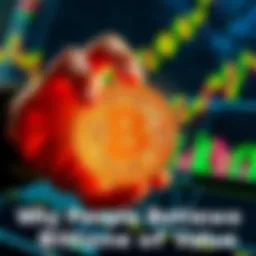 A person holding a Bitcoin symbol with financial graphs in the background, representing value retention.