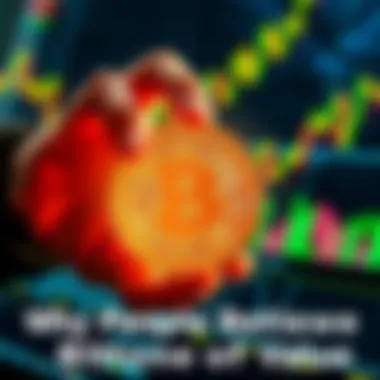 A person holding a Bitcoin symbol with financial graphs in the background, representing value retention.