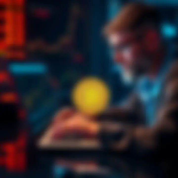 A financial analyst reviewing Bitcoin charts and stock performance on a laptop, representing MSTR's financial decisions.