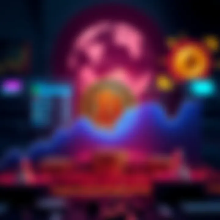 A graph showing Bitcoin's downward trend against a backdrop of global issues like inflation and conflict.