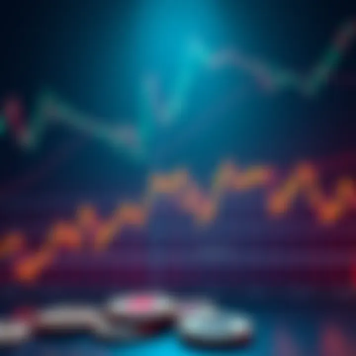 A downward trend on a Bitcoin value graph, showing a decline in cryptocurrency value. Investors appear concerned about the market.