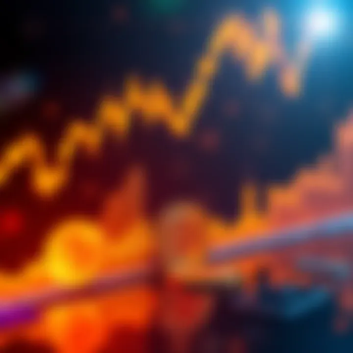 Representation of Bitcoin price chart showing upward movement and support levels being breached