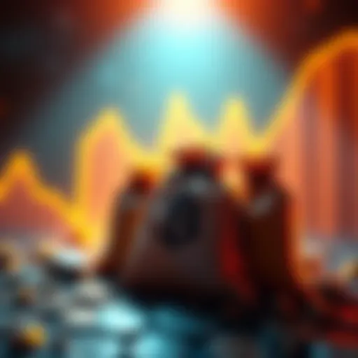 Bitcoin Surge Alert A visual representation of Bitcoin with an upward trend chart and bags symbolizing holders preparing for a surge.