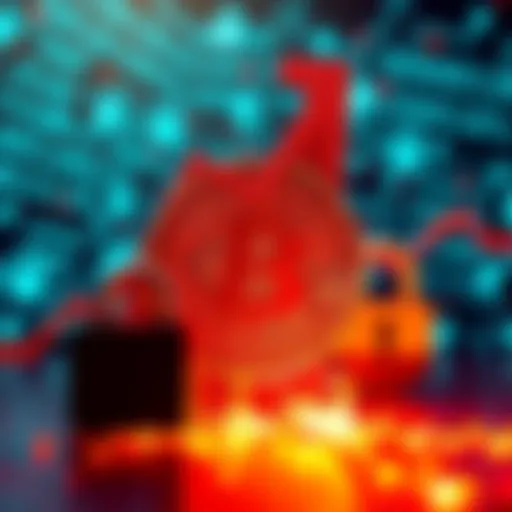 A graphic showing Bitcoin rising sharply with a background of cyber locks to symbolize security breaches in the crypto space.
