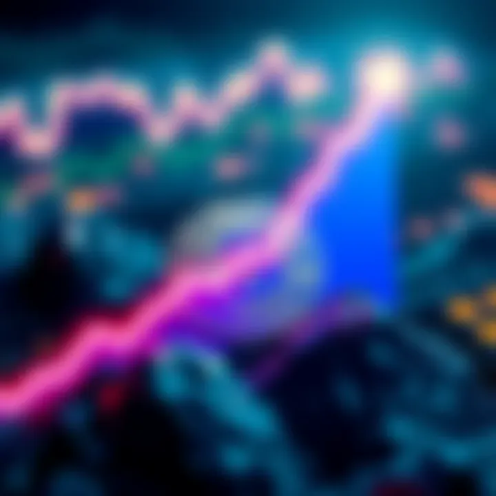 Bitcoin symbol with an upward trend graph, representing its record high value.