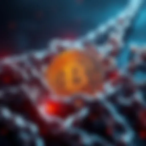 Bitcoin symbol surrounded by chains representing connections and control