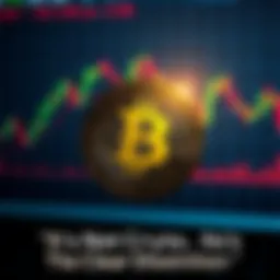 A clear Bitcoin symbol in front of a fluctuating price chart, representing the distinction between Bitcoin and other cryptocurrencies.