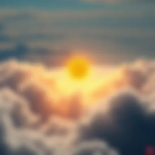 A glowing Bitcoin symbol surrounded by soft, fluffy clouds, symbolizing its digital nature and connection to the afterlife.
