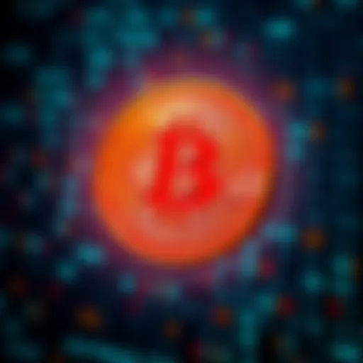 A Bitcoin symbol floating above a digital network of binary code, representing the impact of Bitcoin on digital transactions.