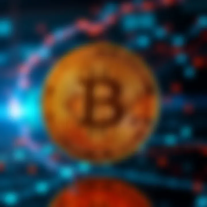 Bitcoin symbol with digital background A glowing Bitcoin symbol in front of a digital network background, representing its unique financial features.