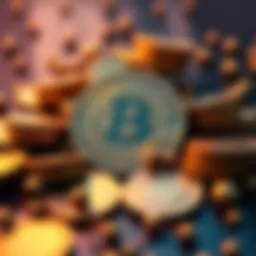 A visual of the Bitcoin symbol surrounded by digital coins representing cryptocurrency