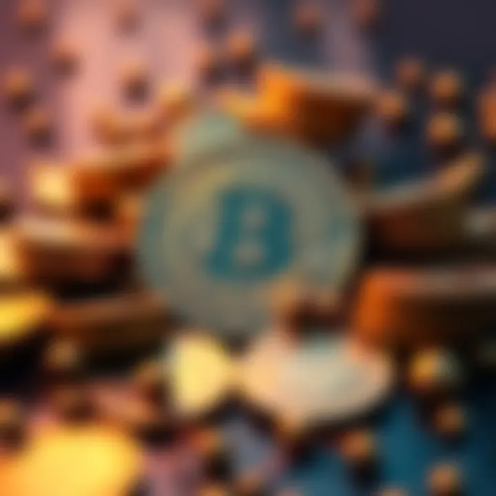 A visual of the Bitcoin symbol surrounded by digital coins representing cryptocurrency