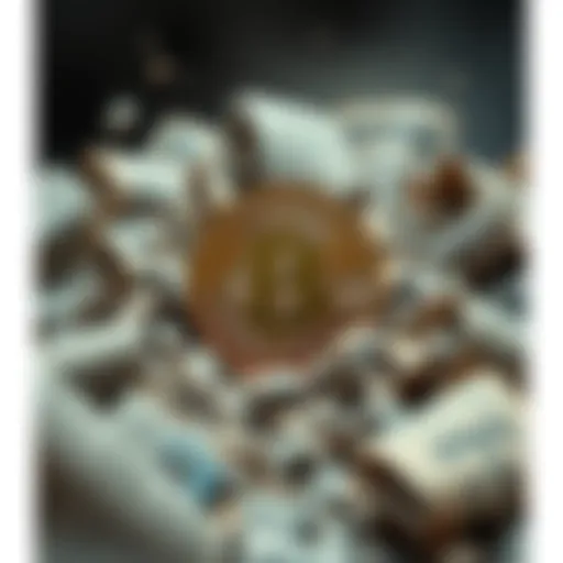 A Bitcoin symbol stands strong surrounded by newspaper headlines declaring its demise, highlighting its resilience in the financial world.