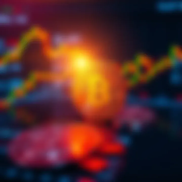 Bitcoin symbol shining A glowing Bitcoin symbol in the center with financial graphs in the background, representing the impact of Bitcoin on finance.