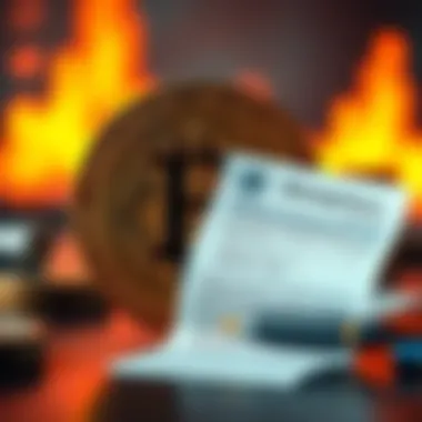 Bitcoin under tax pressure A visual of a Bitcoin symbol with a tax document and worried investor face, illustrating concerns about potential taxes on unrealized gains in the Netherlands
