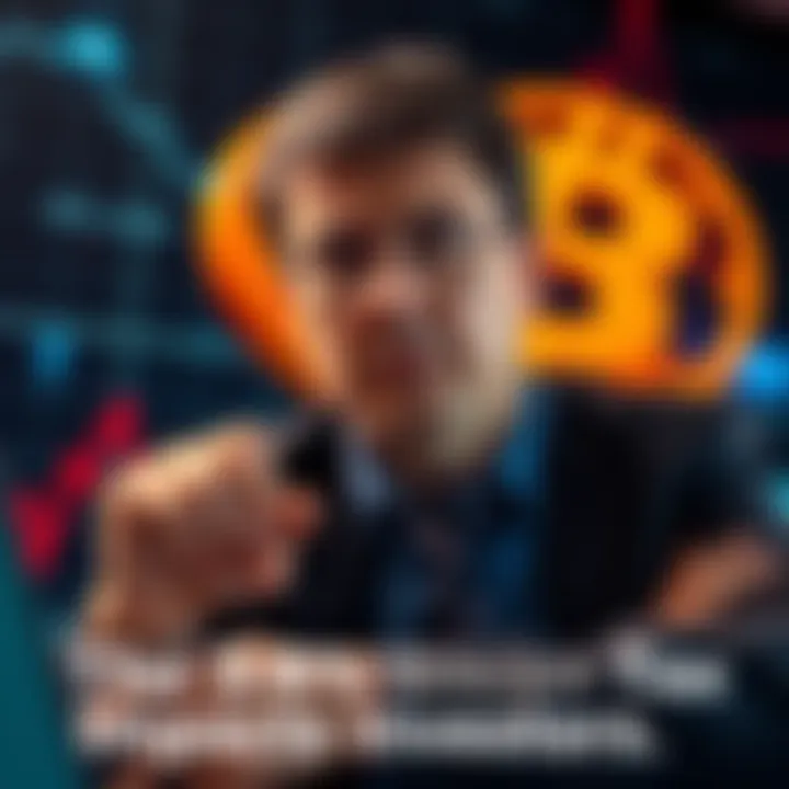 A stressed investor looks at a declining Bitcoin graph with 36% tax symbol in the background