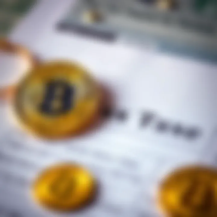 A graphic showing a Bitcoin symbol next to a tax form, representing capital gains tax on Bitcoin investments.