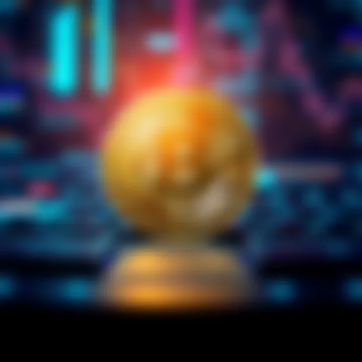 A shiny Bitcoin coin placed on a digital technology background, symbolizing the integration of cryptocurrency in everyday life.