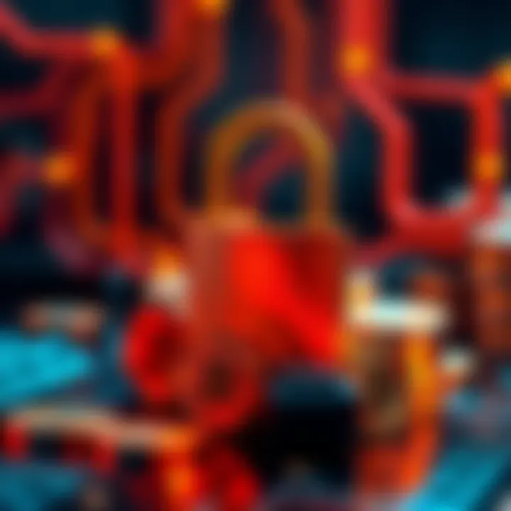 A visual representation of Bitcoin time-locking featuring a lock symbol with Bitcoin coins, showing security and asset protection.