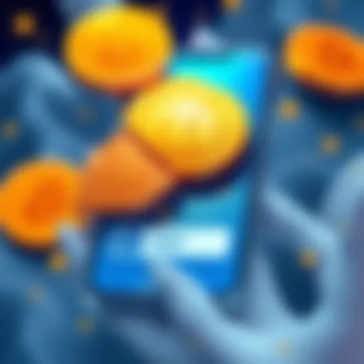 A digital illustration showing a smartphone screen with Bitcoin symbols and a tipping feature on the social media app X, representing the launch of Bitcoin tipping by Elon Musk.