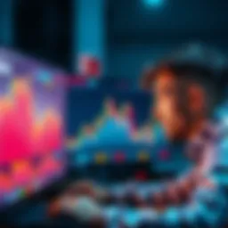 A person looking at a fluctuating Bitcoin chart on a computer, showing concern over market volatility