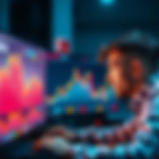 A person looking at a fluctuating Bitcoin chart on a computer, showing concern over market volatility