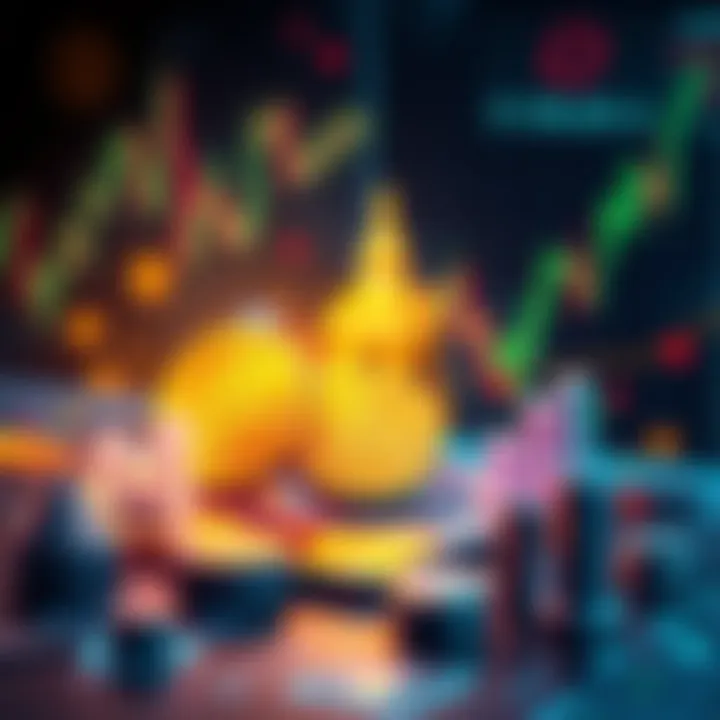 Bitcoin trading concepts An illustration showing Bitcoin symbols, charts, and trading icons representing long-term short trading strategies.