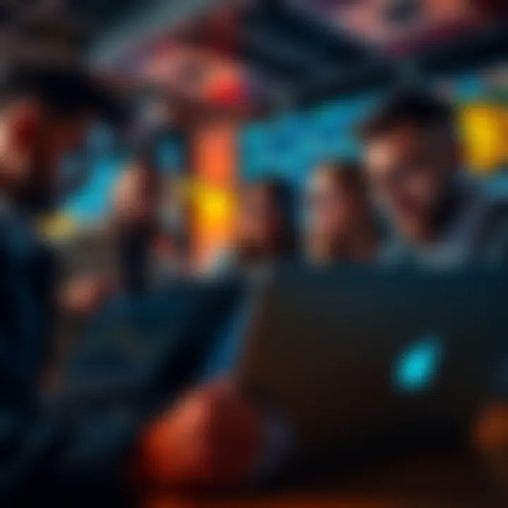 Bitcoin trading reactions A group of Bitcoin traders analyzing charts on laptops, showing signs of concern and focus during market fluctuations.