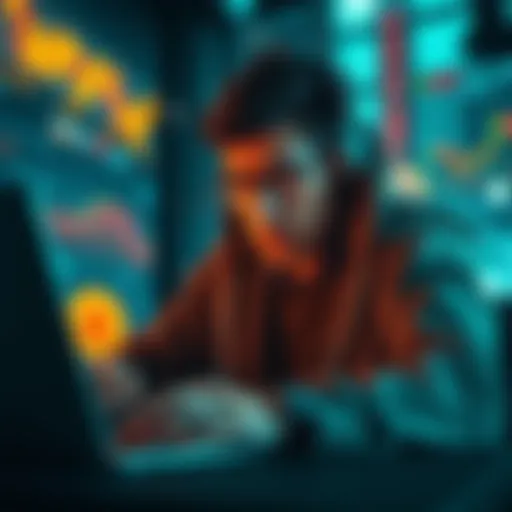 A person looking worried while analyzing Bitcoin charts on a laptop, symbolizing the concerns of short traders in the cryptocurrency market.