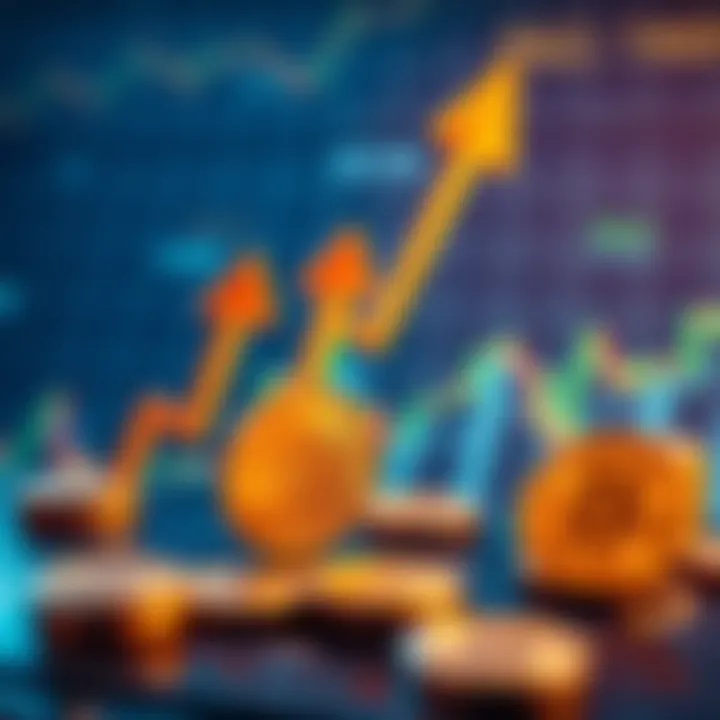 A graph showing Bitcoin price trends with upward arrows symbolizing successful trading strategies.