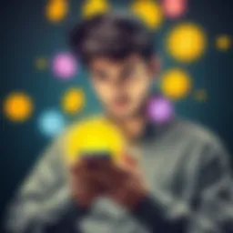 A person looking confused while trying to use a Bitcoin wallet on their phone, surrounded by various digital currency symbols.