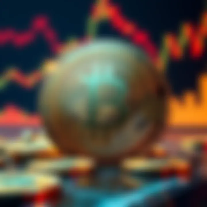 A digital representation of Bitcoin coins with fluctuating fee graphs in the background, highlighting the cost of transactions.