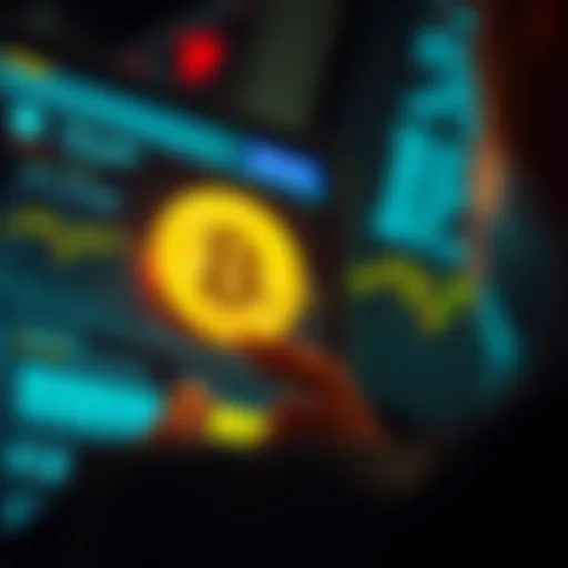 A person looking at a digital wallet screen showing high transaction fees for transferring Bitcoin to an exchange