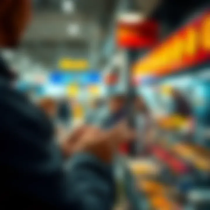 Bitcoin Transactions A person using a smartphone to make a payment with Bitcoin at a store, showcasing digital currency in action