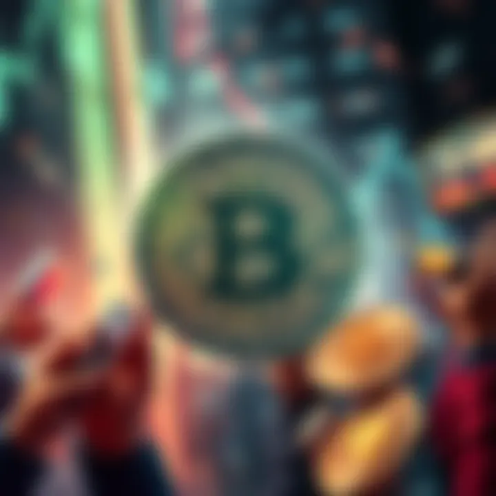 Bitcoin Transfer Error A visual representation of a Bitcoin symbol with a backdrop of financial chaos, symbolizing the $44 billion mistaken transfer by a South Korean firm.