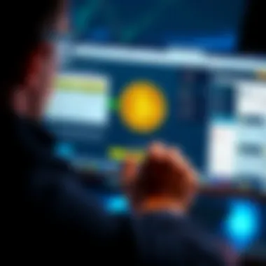 A person analyzing Bitcoin transfer options on a computer screen with a Ledger wallet and alternative wallet apps displayed.