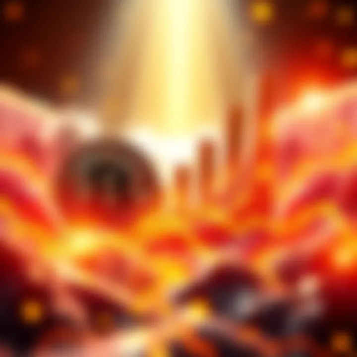 Bitcoin Transformation A visual representation of skeptics evolving into Bitcoin advocates against a backdrop of financial charts.