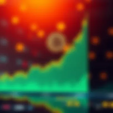 A graph showing Bitcoin's price trends with an upward trend followed by a downward shift, highlighting a potential bull trap.