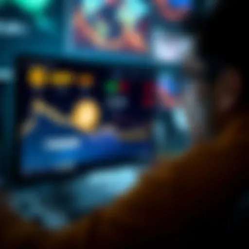 A worried person looking at a computer screen displaying Bitcoin and XRP exchange rates with a Trezor wallet in view