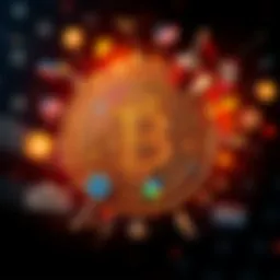 A graphic showing Bitcoin symbol clashing with U.S. government icons, representing conflict and surveillance