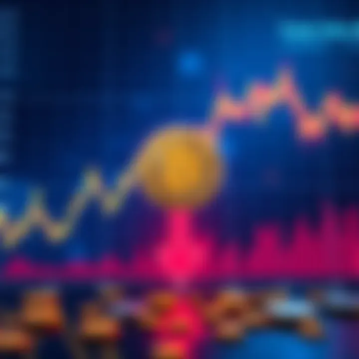 A chart showing Bitcoin's declining value with arrows pointing downward, reflecting market uncertainty due to political factors, particularly around President Trump.