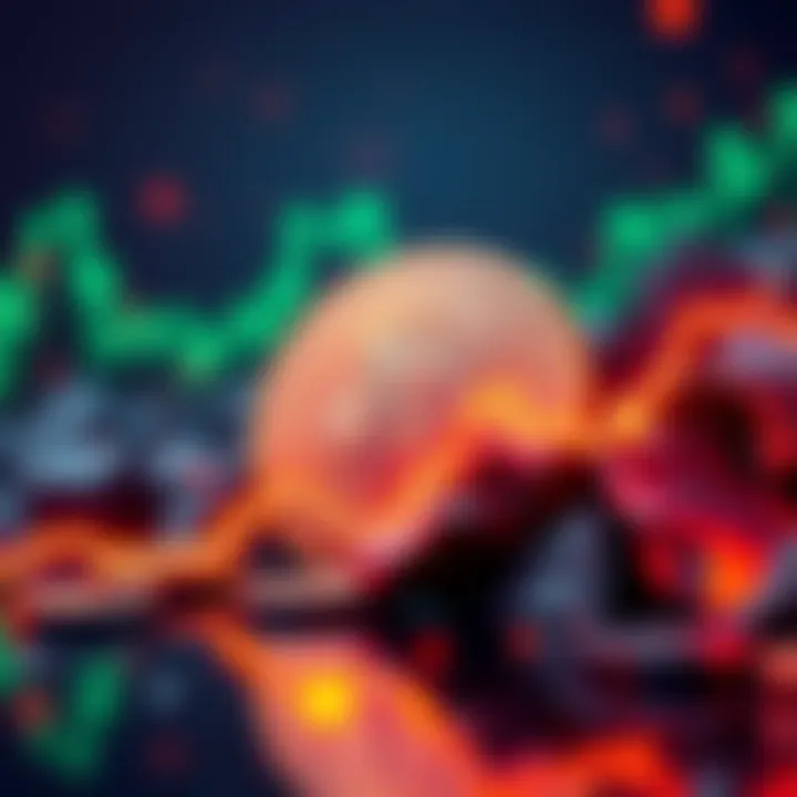 A visual representation of Bitcoin crashing, with a downward trend line and a digital coin in the background.