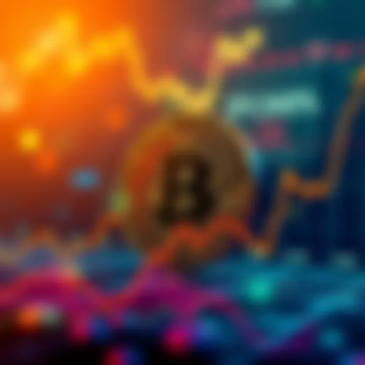 Graph showing Bitcoin's fluctuating value and institutional investments, representing a financial growth trend.