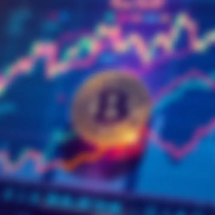 An illustration showing the Bitcoin symbol prominently displayed over rising financial charts, symbolizing growth and value transfer.