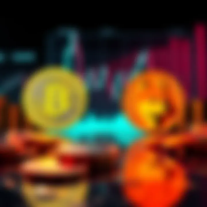 A graphic comparing Bitcoin and Dogecoin investment potential, featuring their logos and market trends