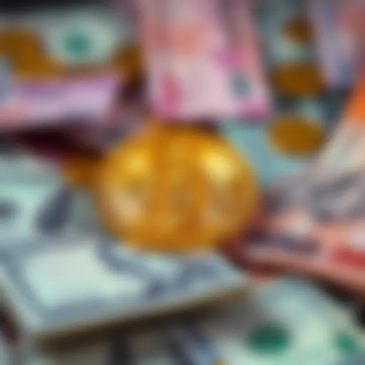 A visual comparison of Bitcoin symbol and traditional fiat currency, highlighting the contrast between digital assets and physical money.