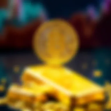 Bitcoin logo rising above a gold bar, symbolizing its surge in value since the Iran war began.