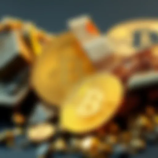 A visual comparison of Bitcoin and gold, showing Bitcoin's rise in value and dominance in finance.