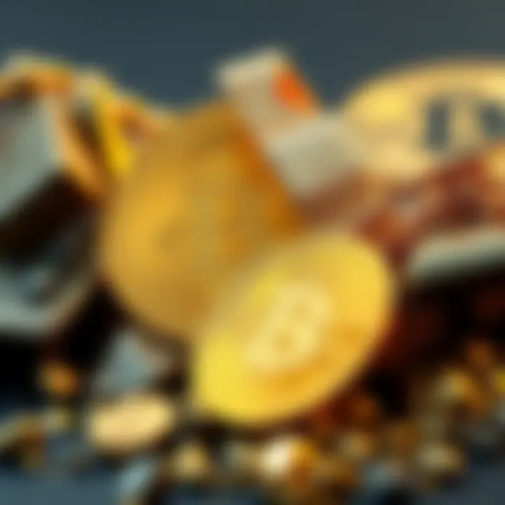 A visual comparison of Bitcoin and gold, showing Bitcoin's rise in value and dominance in finance.